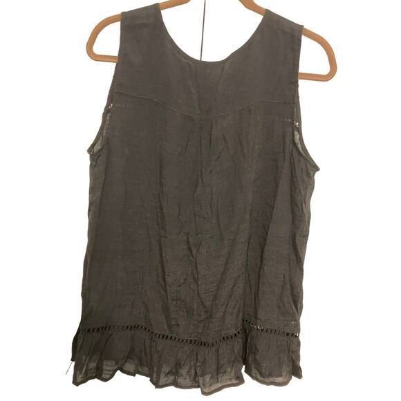 Style & Co Women Ruffle Hem Open Trim Tank Top Petite PXL Deep Black NWT Boho - Picture 6 of 8